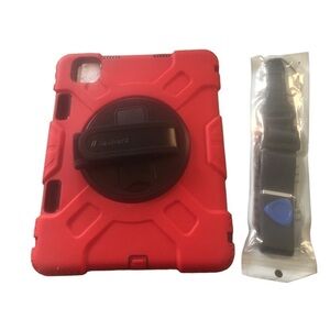 Miesherk IPad Pro 11 Case 2021 3rd Generation Red/Black Kickstand Shoulder Strap